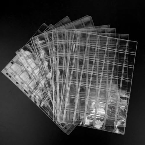 Image of 420 Pockets Coin Binder Pages 1.14 inch Collection Album Holder 10 Pcs | OSOPOLA Acidfree PVC 29x29mm Pockets Fit Coins With A Diameter Below 24mm 10 Binder Sheets 42 Pockets /Sheet CS03242