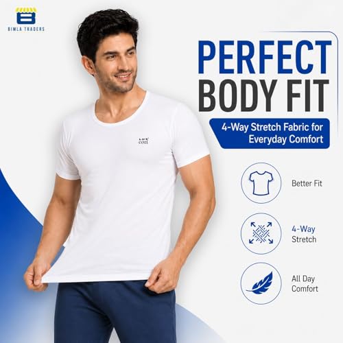 Image of Lux Cozi 100% Cotton Men Sleeveless Round Neck Vest - Modern White Baniyan for Men, Pack of 3