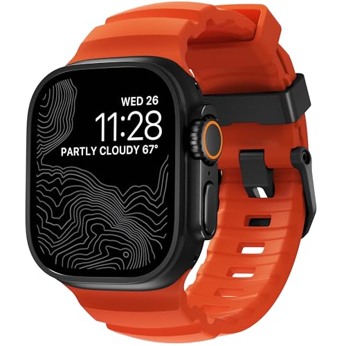 NOMAD Bracelet Sport Rocky Point Magma pour Apple Watch – Bracelet Robuste pour Apple Watch 46/49 Mm avec Finitions en Titane Noir. Aventurier pour Hommes Et Femmes.