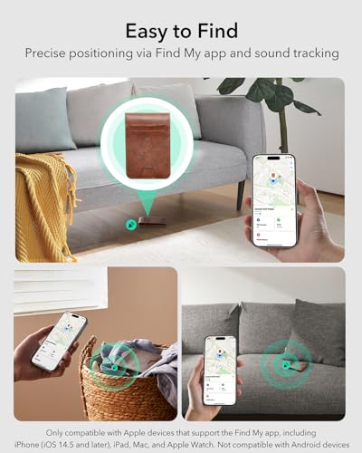 ESR Geo Wallet with Find My Functionality, RFID Blocking, Holds up to 11 Cards, Slim and Smart Wallet for Men, Replacement for AirTag Wallet Tracker(iOS Only, Not for Magsafe), Aged Leather3