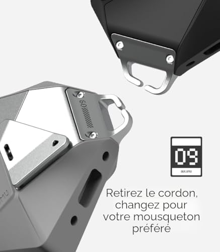 Coque AirPods Pro anti-ouverture accidentelle Aulumu A09, étui robuste gris avec boucle