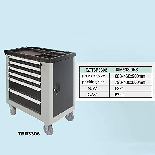 Allzweck-Werkzeugwagen Werkstattwagen Werkzeugwagen aus Metall mit kugelgelagerten Gleitern Werkzeugschrank mit 6 Schubladen auf Rädern abschließbar für den Garten im Freien – Bild 4