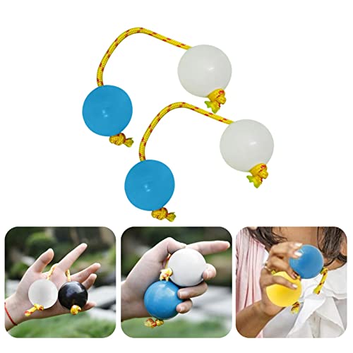 Aslatuas Rhythmic Ball Kashaka Instrument, Two Pair ABS Kashaka Music Egg Shakers, Double Gourd, Easy to Play for Adults and Teenagers at Parties, Shows(Blue White)