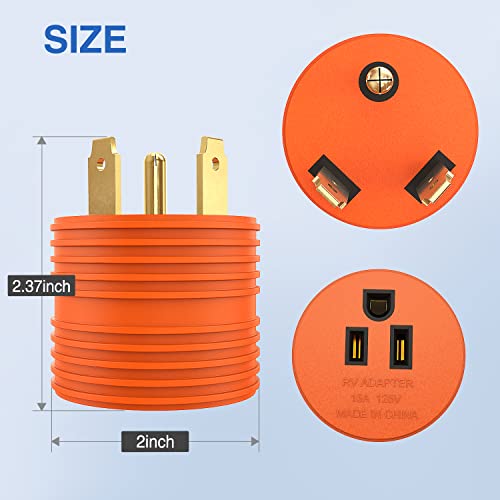 Image of Nilight 30 Amp to 15 Amp RV Power Adapter TT-30P to 5-15R | 110 Volt Heavy Duty RV Plug 30A Male Plug to 15A Female Receptacle for RV Generator Camper Caravan Electrical Power Converter