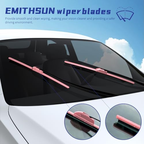 Image of OEM QUALITY 24 inch + 19 inch Premium All-Seasons Durable Stable And Quiet Sakura Pink Windshield Wiper Blades (Set of 2)