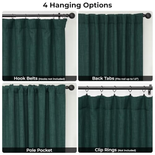 Image of HPD Half Price Drapes - Faux Linen Curtains for Living Room (1 Panel) - 50W X 96L - Textured Room Darkening Curtains for Bedroom 96 Inches Long - Drapes for Home Decor, Focal Green