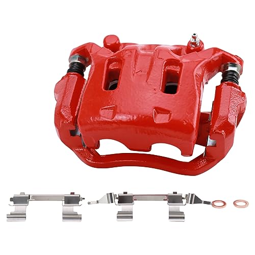 Image of TRQ Performance Front Driver and Passenger Side Brake Caliper Set Caliper Brackets Compatible with 09-14 Nissan 370Z with Dual Piston Front Calipers 15-18 370Z Base 15-18 370Z Touring