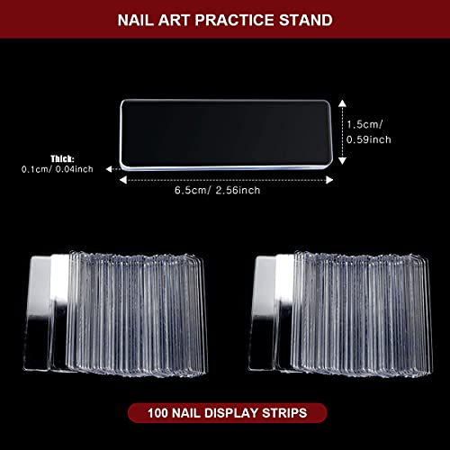 FERCAISH 100 Pcs Transparent Nail Stand Nail Art Display Stand with 10M Double Sided Tape and Nail Rhinestones - Image 3