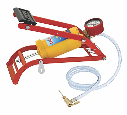 Image of Airmaker AMPB1 Air Foot Pump Nylon Plastic Body Use for Car or Motorbike or Bicycle Tyre Air Filling 150 Psi (Yellow and Red)