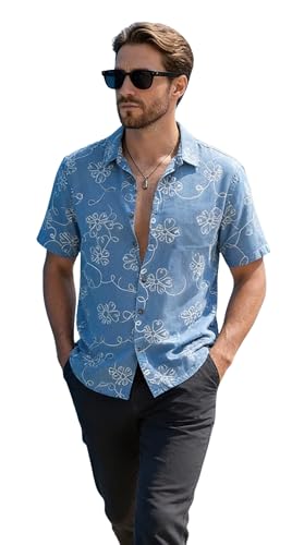 Image of Lymio Men Shirt || Men Embroidery Design Half Sleeve Cotton Shirt (Available Also Packs) (Embro-Flower)