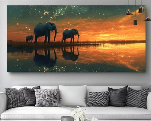 Peinture Diamant Éléphant 5D - Kit de Loisir Créatif pour Décorer le Salon en Famille