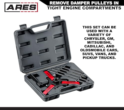 Image of ARES 71002 - Harmonic Balancer Puller Kit - Adjustable 3-Jaw Puller Fits Most Late Model Automobiles & Trucks - Remove Damper Pulleys in Tight Engine Compartments Without Removing The Radiator