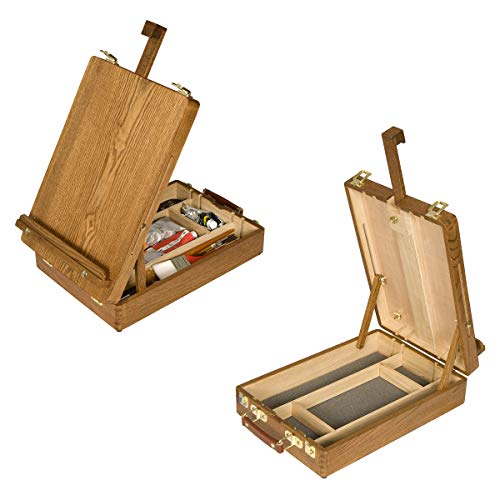Master Artist Oil Paint Set Includes Wood Art Supply Carrying Case Sketchbox W/Easel & 5-Pack 12X16 Canvas Panels For Painting #TOP4