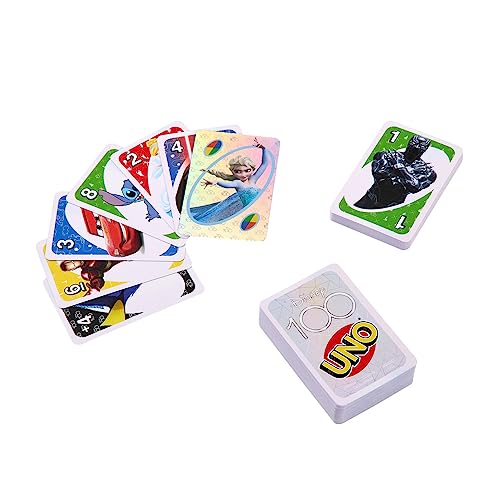 UNO Disney 100 Card Game for Kids, Featuring Disney Characters, Collectible Foil Card