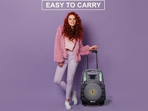 Image of TARGET TT-PSG-802 Wireless Bluetooth Trolley Speaker 8 inch 120 WATTS RMS, Karaoke with 2 Wireless Mic, Remote Control, FM Radio, Aux in /USB /SD Card with TWS