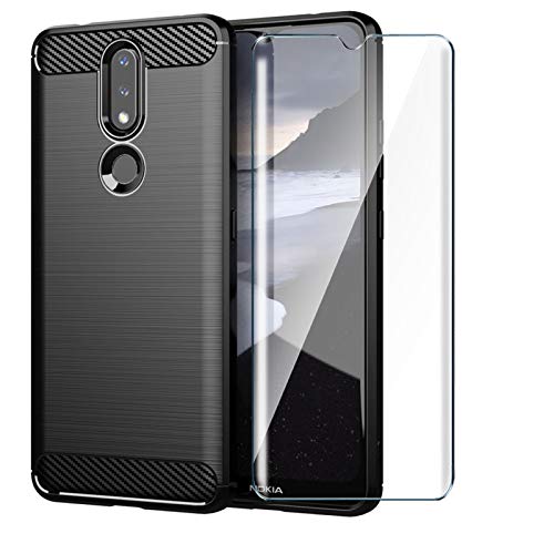 HYMY Cover per Nokia 2.4 Nero Custodia + 1 x