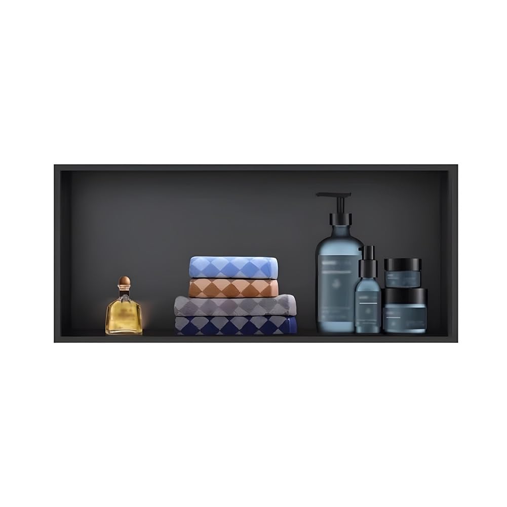Box doccia in acciaio inox 304, impermeabile, da parete, senza piastrelle, nero, 62 x 32 x 12,5 cm, ideale per bagno e ristrutturazione della casa