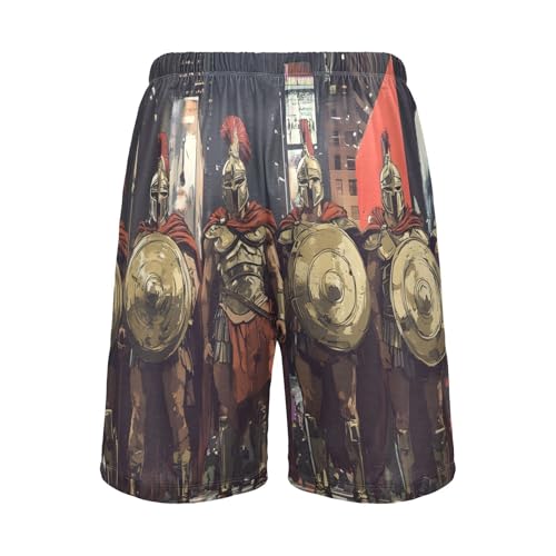 Spartan in Modern Men's Sleep Shorts Pajama Pants with Side Pockets Elastic Waistband Drawstring S2