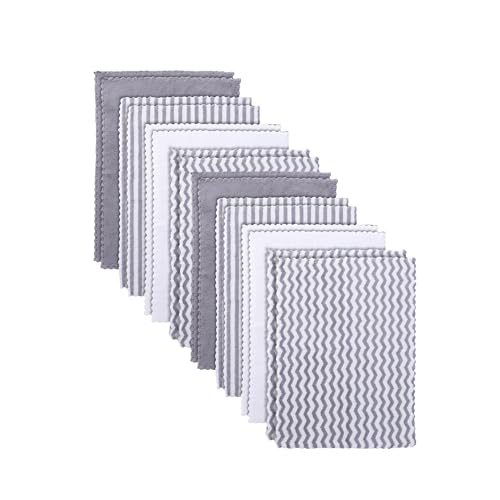 Image of 16 Pack Super Soft Baby Burp Cloths, Baby Washcloths, Ultra Absorbent Large Newborn Burping Cloth for Boy and Girl, Milk Spit Up Rags, Unisex for Baby Sensitive Skin, Grey and White, 16 x 12 Inch