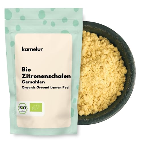 Kamelur Bio Zitronenschalen gemahlen 250g – Aromatische getrocknete Zitronenschale aus...