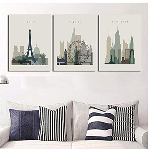 Contour de la ville moderne en peinture murale toile pour briser la monotonie d'un salon
