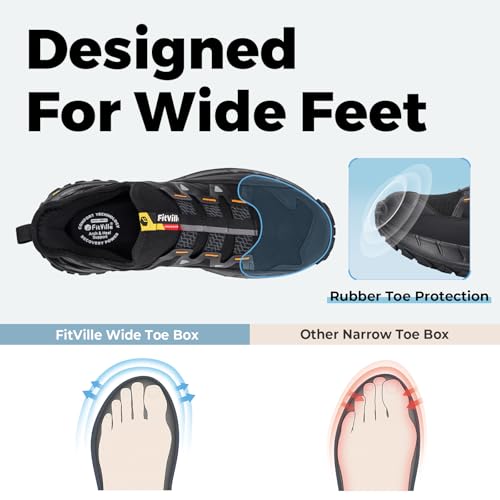 FitVille Extra Wide Sneakers for Men Slip-on Shoes, Soft Comfortable Mens Running Shoe, Slip Resistant Hiking Walking Shoes with Arch Support & Wide Toe Box2