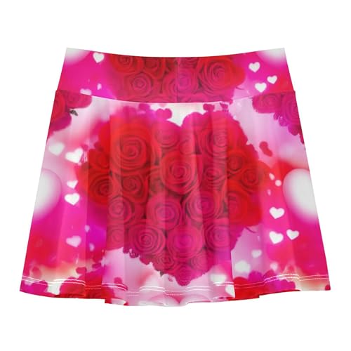 Athletic Shorts Girls Skorts Kids Tennis Skirts Uniform Butterfly Heart Shaped Red Roses 3t2
