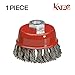 Katzco Wire Wheel Brush Cup - 4 Inches Heavy Duty and Durable Knotted Grinder Brush – for Rust, Corrosion and Paint Removal