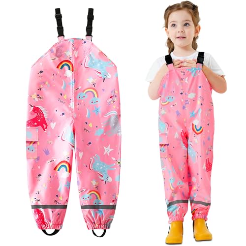 JinBei Mädchen Regenhose wasserdichte Kinder Rosa Winddicht Matschhose...