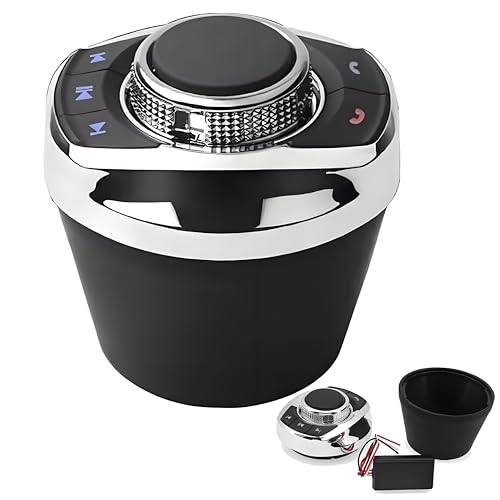 VEQENMOT Control Remoto Inalámbrico Volante Coche con Luz LED, 8 Teclas Multifunción Forma de Copa para Android Estéreo Navegador Multimedia