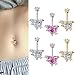 Niaspi Cubic Zirconia Heart Belly Button Rings Fashion Stainless Steel Crystal Hearts Belly Piercing Jewelry Navel Barbells Rings Sparkling Body Jewelry for Women (Gold)
