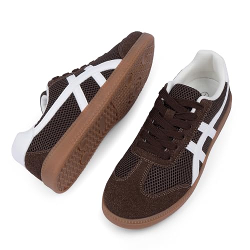 Image of Tigeridea Casual Sneakers for Women Lightweight Lace Up Tennis Shoes | Non-slip Lace Up Fashion Sneaker, Round Toe Retro Walking Shoes, 2026 Trendy Comfortable Trainers