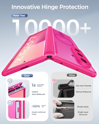 Image of SSLOTSCASE Magnetic for Samsung Galaxy Z Fold 7 Case with Screen Protector, Stand & Hinge Protection & Raised Edges for Camera Protection, Multifunctional Rugged Phone Cover for Fold 7 5G 2025, Pink