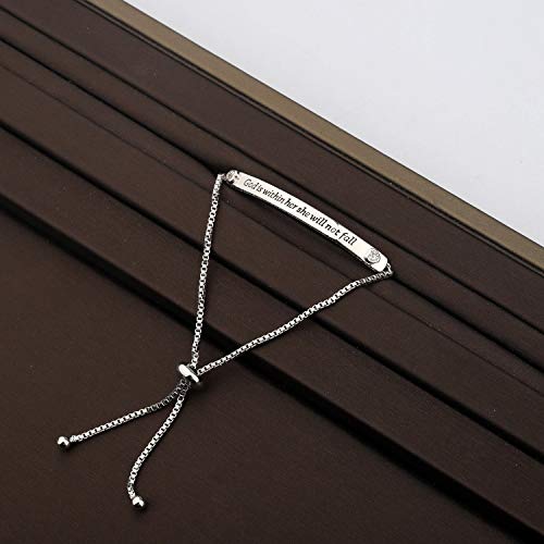 CENWA Christian Gift Religious Bracelet Jewelry 46:5 God is Within Her She Will Not Fall Zircon Bracelet Bible Verse Bracelet Gift3