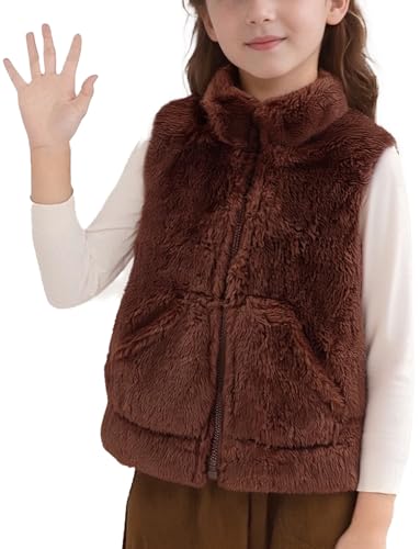 SEAUR Boys Girls Fleece Vest Kids Polar Fleece Zipper Jacket Sleevless Fall Winter Warm Outerwear With Pockets 2-6T
