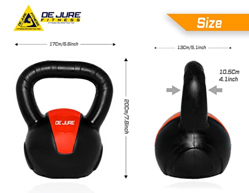 Image of De Jure Fitness PVC Kettlebell 3kg for Men & Women Strength & Cardio Training, Soft Grip, Crushed Concrete Filled, Full Body Workout Equipment for Home & Gym (Orange Black)