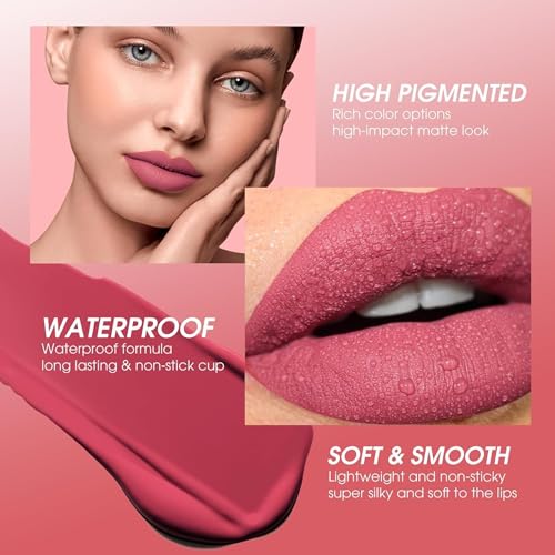 Image of 12 Pcs Liquid Lipstick Combo Set - Matte Lipstick Waterproof for Women and Girls - Perfect Makeup Gift Set - Versatile Nude Lipstick Shades for Everyday Elegance
