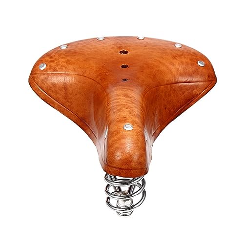 Selle de vélo rétro amortissante en cuir de vachette face aux chocs VTT