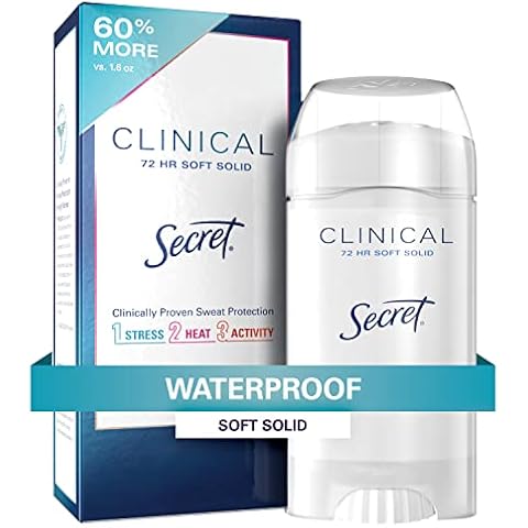 Secret Clinical Strength Antiperspirant and Deodorant for Women, Waterproof, 3X Stress Sweat Protection, PH Balancing Minerals, Soft Solid, 2.6 oz Cover