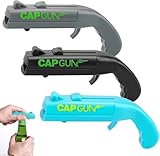 3 Pièces Ouvre-bouteille, Ouvre Bouteille de Pistolet, Cap Gun Ouvre-Bouteilles de Bière, Pistolet Décapsuleur de Tireur de Lanceur, Décapsuleurs à Capuchon pour Bar Fête et Cadeau(Bleu,gris,noir)