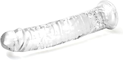 Miniatura 3 de Juego de consolador realista de succión transparente, 3 tamaños (pequeño 6.4 pulgadas, grande 7.4 pulgadas, enorme 9.6 pulgadas) para placer anal y