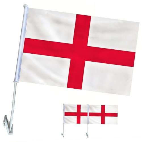 YESAH 2P England Car Window Flags for World Cup 30 * 45cm St Georges Cross Vehicle Window Flags for Football Sporting Events Cars Flags Banner Fan Support Flags Vehicles Home Window Decorations