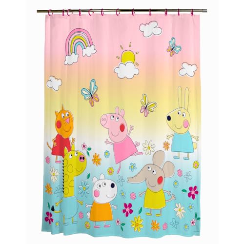 Image of Peppa Pig 13-Piece Shower Curtain Set, 72 x 72 Inch Fabric Curtain with Hooks, Bathroom Decor, Machine Washable, (100% Officially Licensed Product) by Franco Collectibles