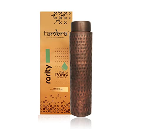 Image of Tambra Copper Bedroom Jar with Inbuilt Glass | Diamond Design | Handcrafted, Leakproof, Jointless | Ayurvedic Benefits, Antioxidant Properties | 1200 ml (Pack of 2)