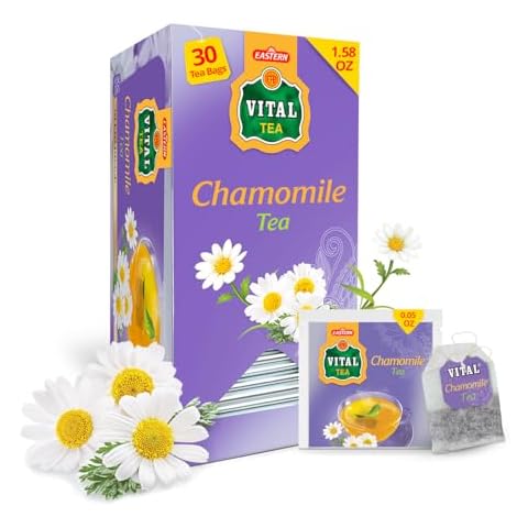 Chamomile Tea, Count of 30 Chamomile Tea Bags - Flavourful Taste of Herbal Tea, Freshly Packed with Original Taste of Chamomile Herb, Aromatic Tea Beverages by Vital Products Cover
