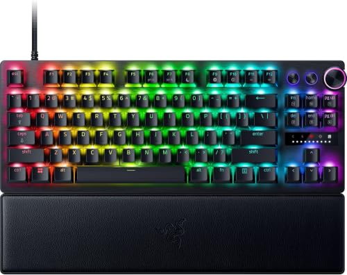 Image of Razer Huntsman V3 Pro TKL Esports Gaming Keyboard: Analog Optical Switches Snap Tap-Rapid Trigger-Adjustable Actuation-Media Keys & Dial-Doubleshot PBT Keycaps-Wrist Rest-Black (Pack of 5)