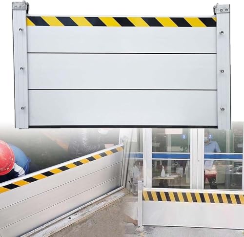 Flood Protection Barrier, Aluminum Alloy Water Deflector for Garage, Basement, Front Door, Driveway, 150x40cm, with Reflective Warning Strips
