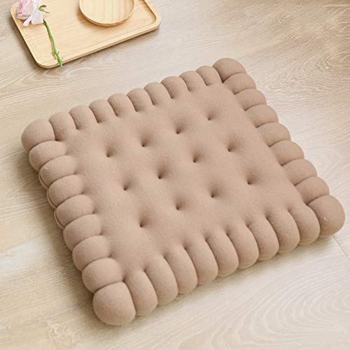 Grande En Forma De Galleta Acolchado Del Asiento,Espesar Felpa Sillas Sofá Cojín De Suelo Para Niños Chicas Rincón De Lectura Viendo La Tv Decoración De La Habitación-marrón Claro 40x45cm(16x18inch)