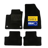 DBS – Tapis de Voiture - sur Mesure pour Renault Clio 5 et Clio 5 E-Tech dès 06/2020 – Antidérapants avec Clips de Fixation – 4 Tapis Auto Avant/arrière – Moquette Noire