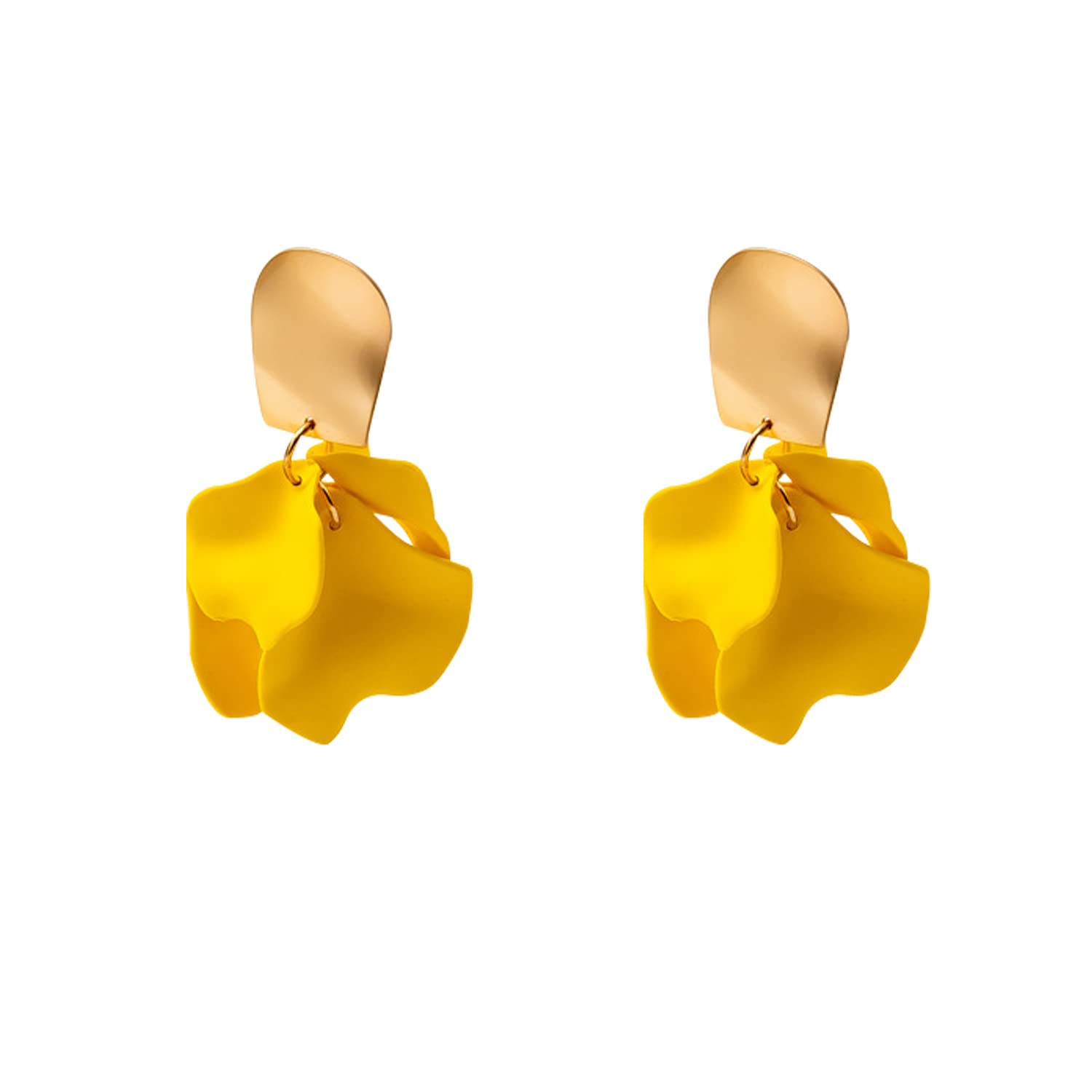 GUOXIAOMEI Chic Elegant Boho Red Rose Petal Dangle Resin Acrylic Tiered Matte Flower Earrings Statement Exaggerated Floral Tassel Earrings for Women